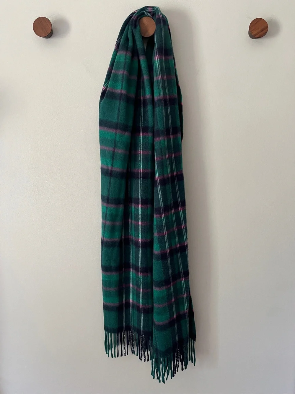 New! Talbots 100% Cashmere Plaid Scarf 72”X18”